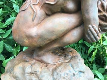 Engel mit erhobenen Flügeln - Steinstatue - 119 cm - Oxid